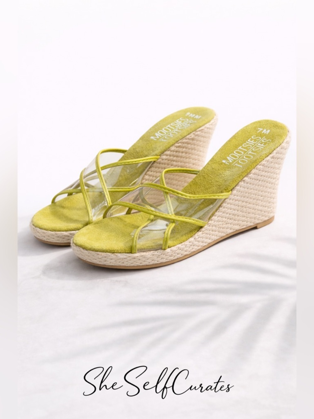 Mootsies Tootsies Lime Green Espadrille Wedge Sandals